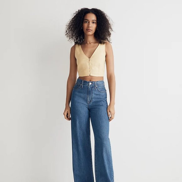 NWOT Madewell Linen Gwen Crop Vest Top Size 10 - Picture 2 of 6